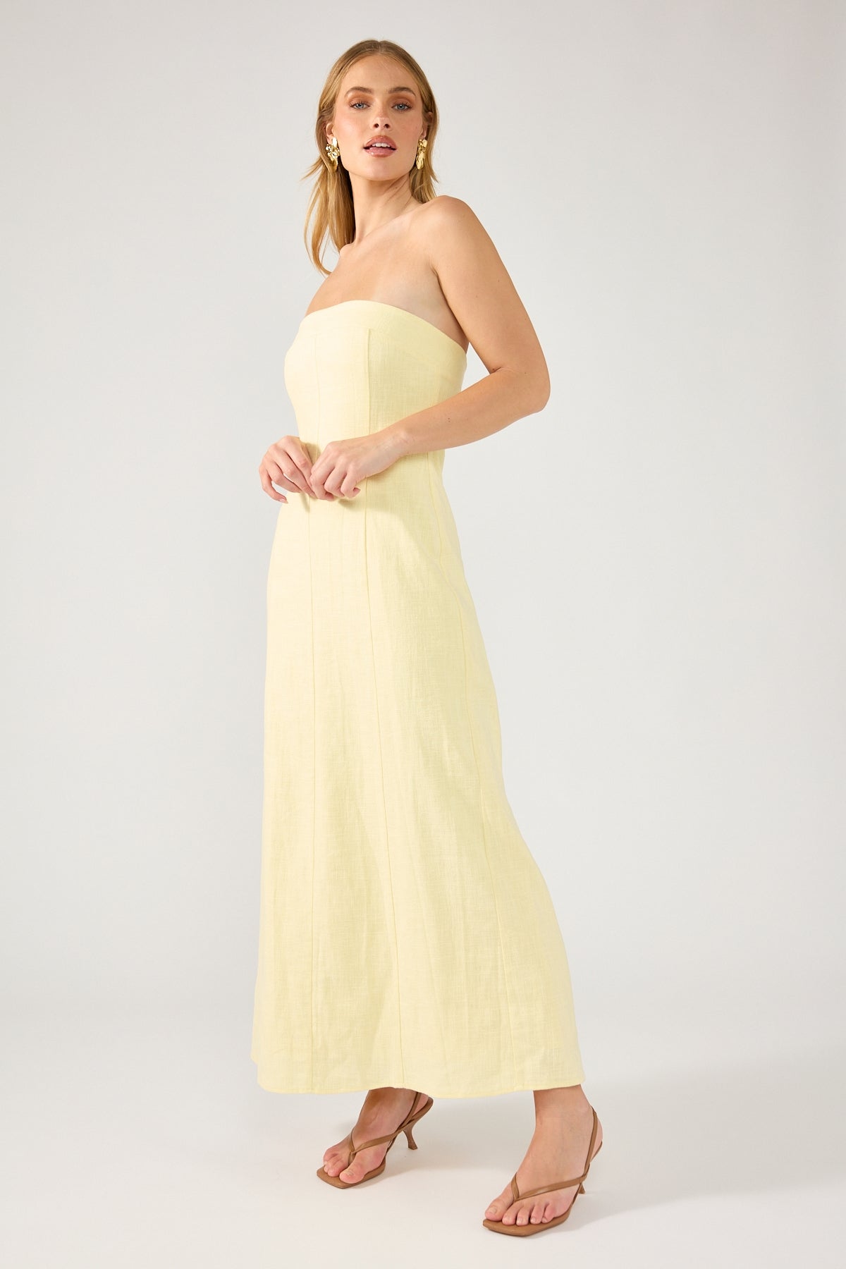 Perfect Stranger Menorca Strapless Maxi Dress Yellow