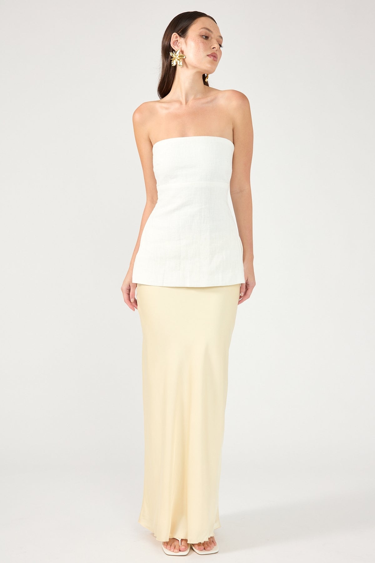 Perfect Stranger Evie Satin Maxi Skirt Yellow