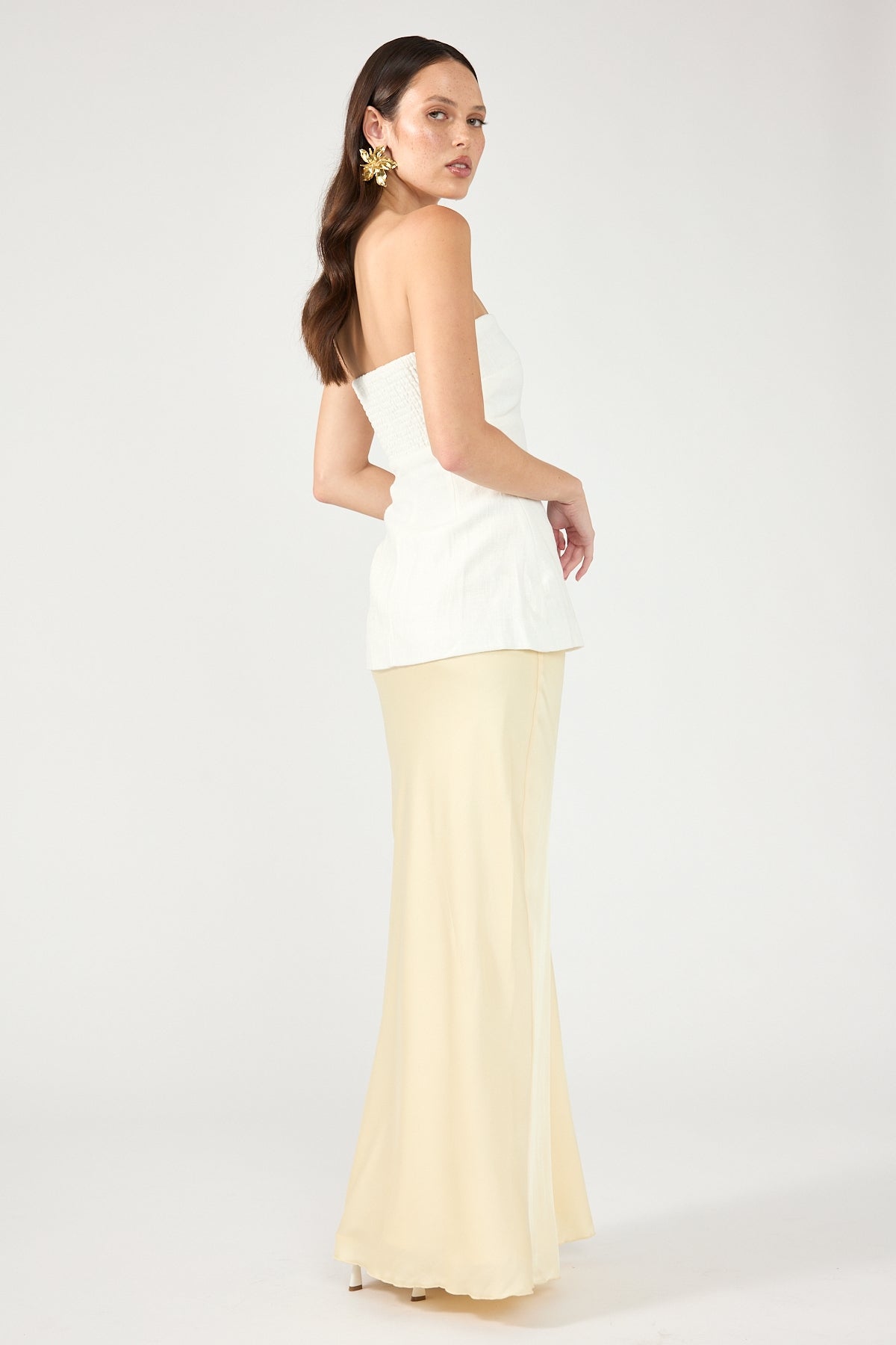 Perfect Stranger Evie Satin Maxi Skirt Yellow