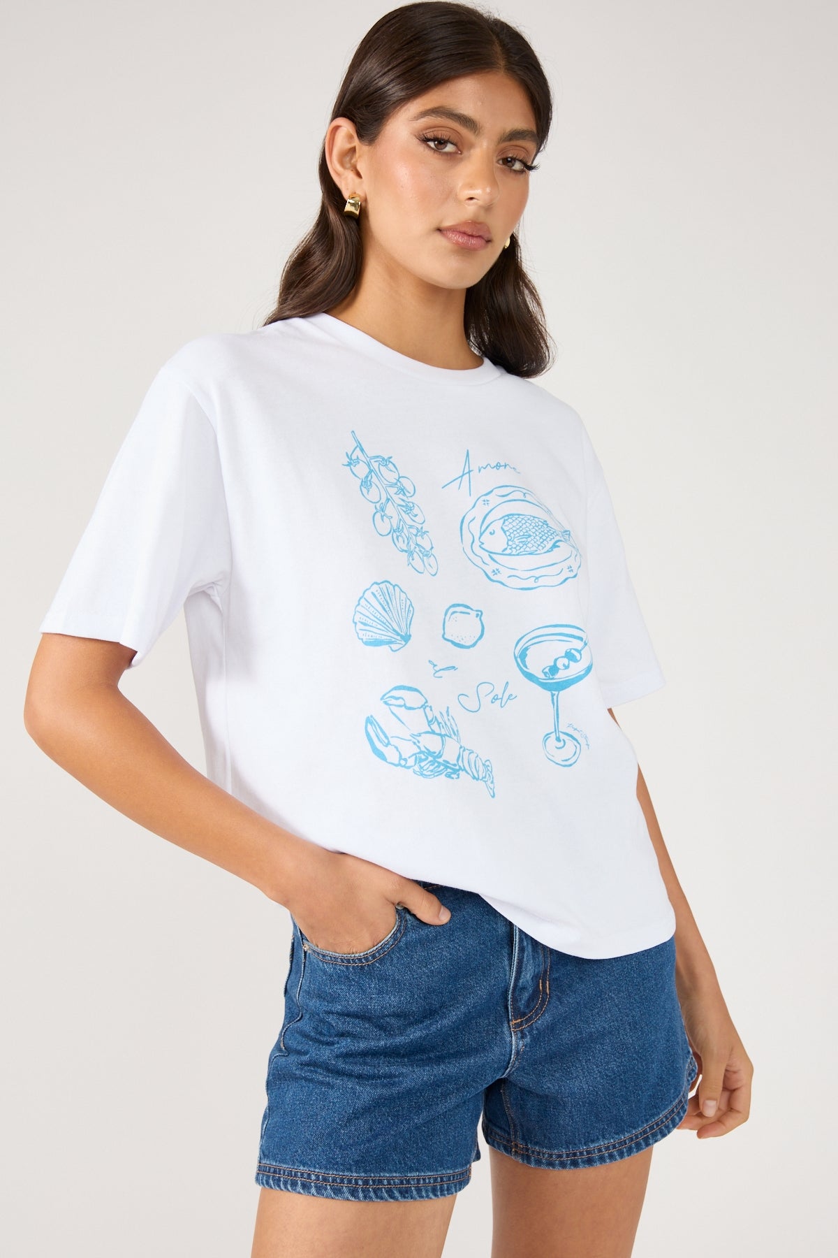 Perfect Stranger Amore Al Sole Oversized Graphic Tee White