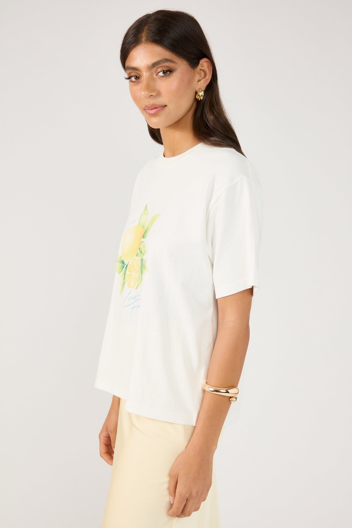 Perfect Stranger Limone Fresco Oversized Graphic Tee White