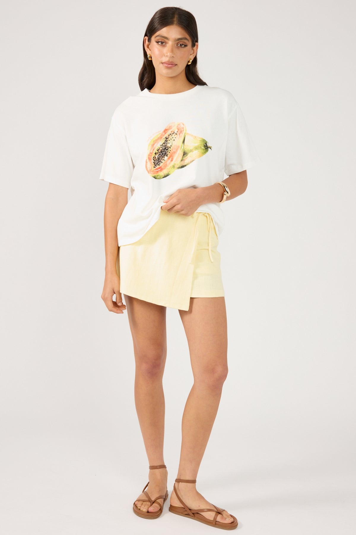 Perfect Stranger Papaya Oversized Graphic Tee White