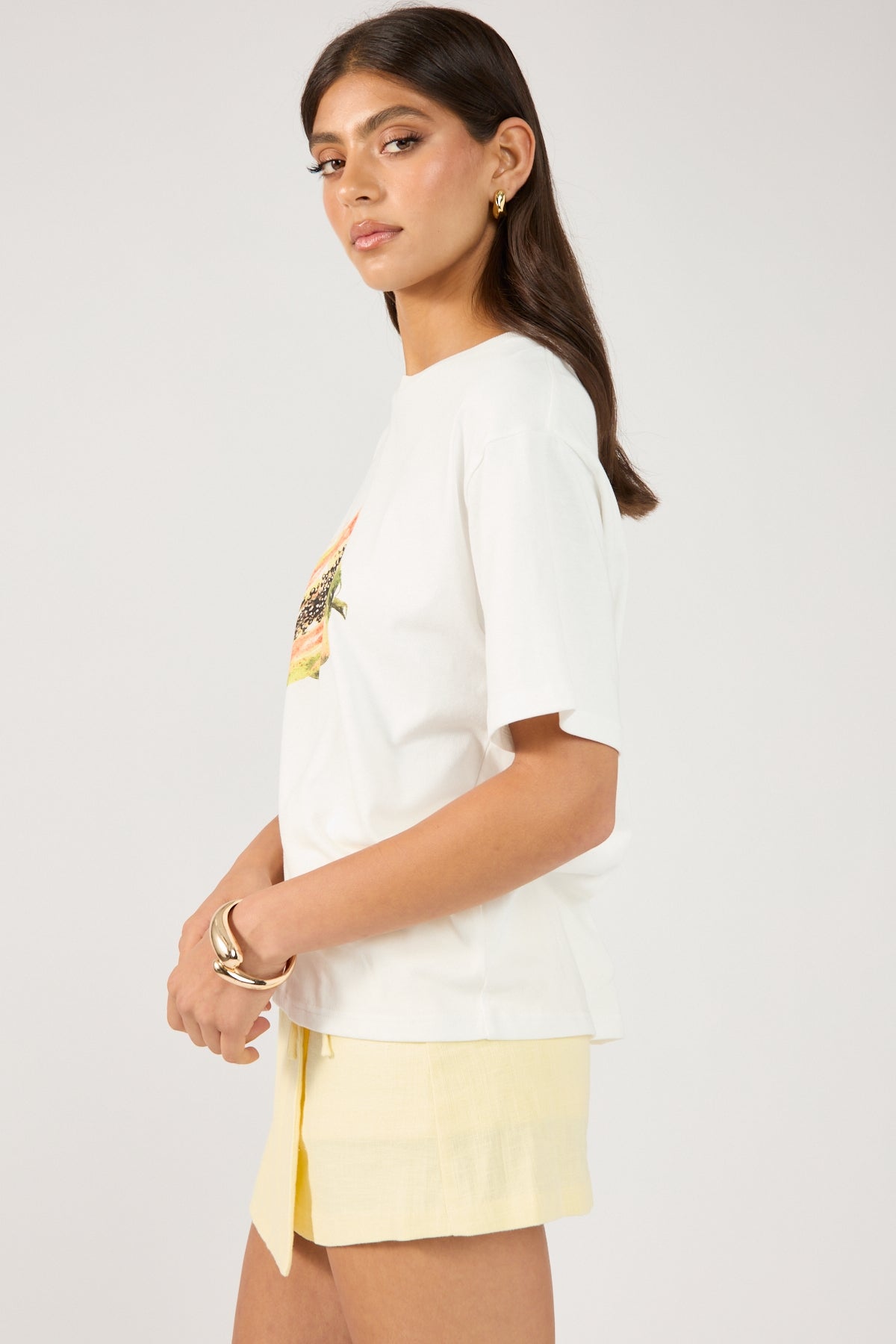 Perfect Stranger Papaya Oversized Graphic Tee White