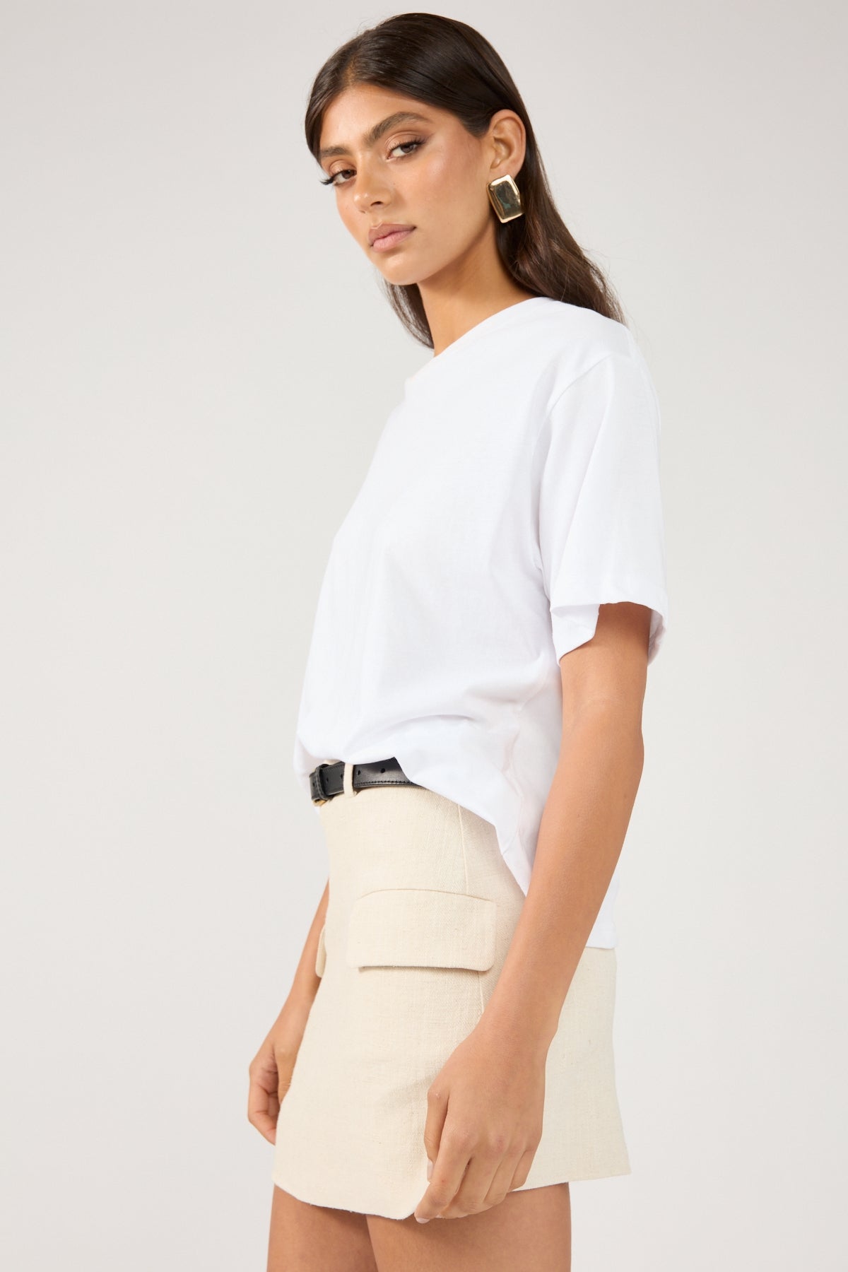 Perfect Stranger MENORCA LINEN SPECKLE TAILORED SKIRT Oatmeal