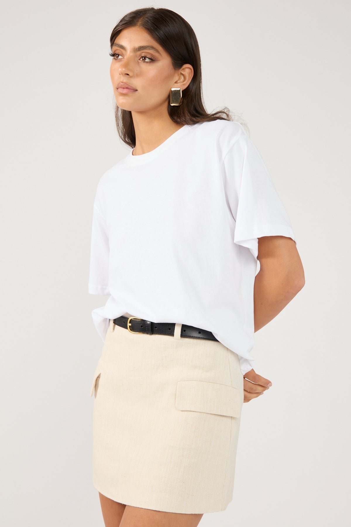 Perfect Stranger MENORCA LINEN SPECKLE TAILORED SKIRT Oatmeal