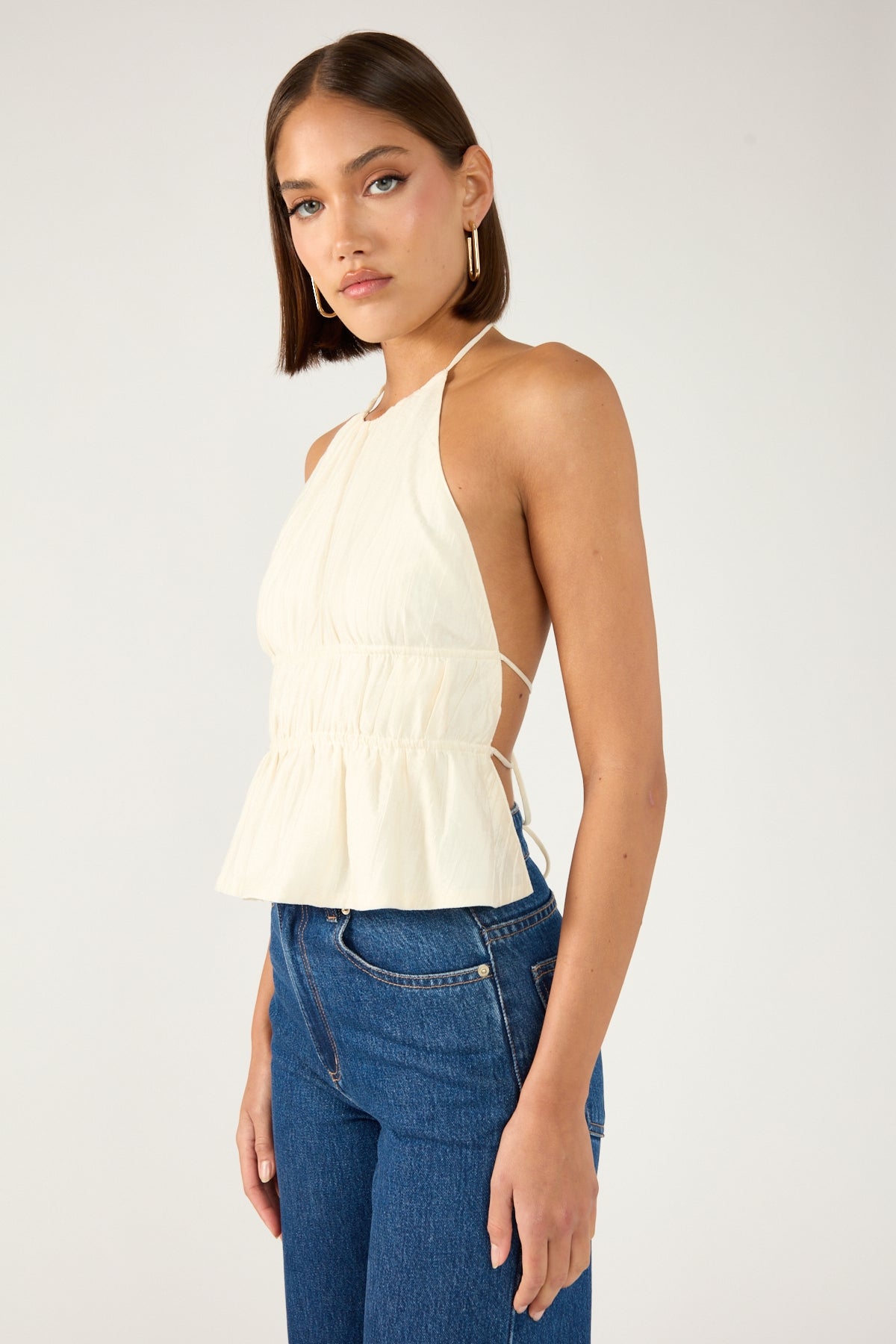 Perfect Stranger Marybelle Halter Open Back Top Cream