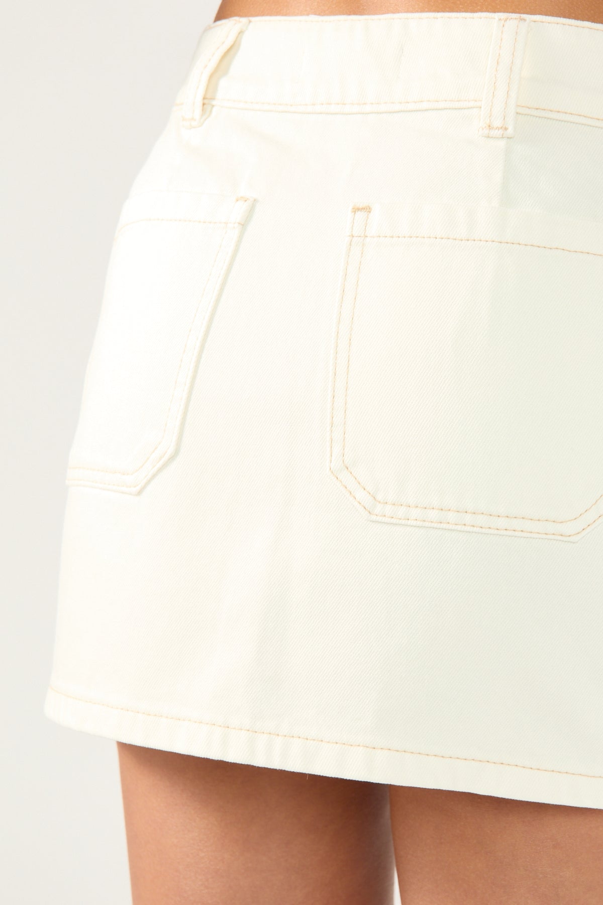 Perfect Stranger Mika Denim Mini Skirt Cream