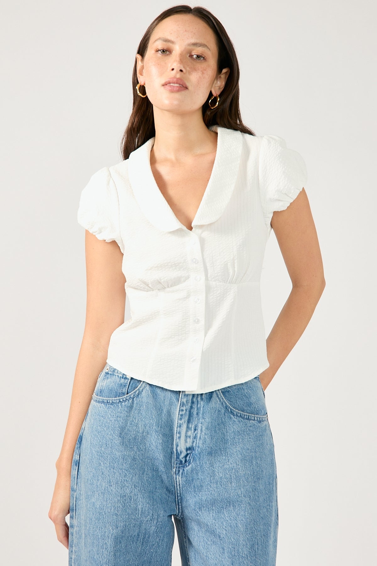 Perfect Stranger Bliana Short Sleeve Blouse White