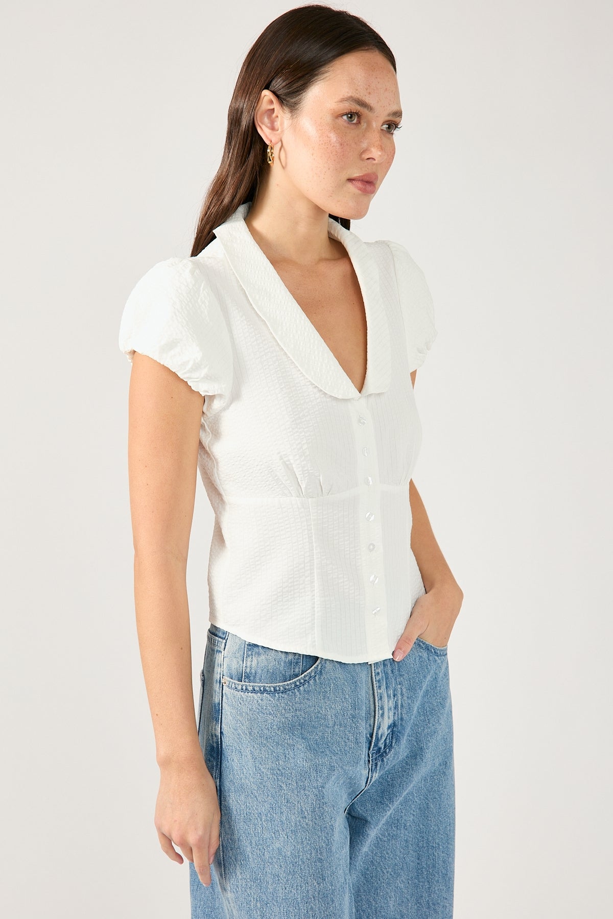 Perfect Stranger Bliana Short Sleeve Blouse White