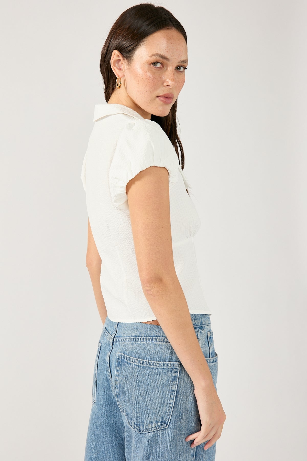 Perfect Stranger Bliana Short Sleeve Blouse White