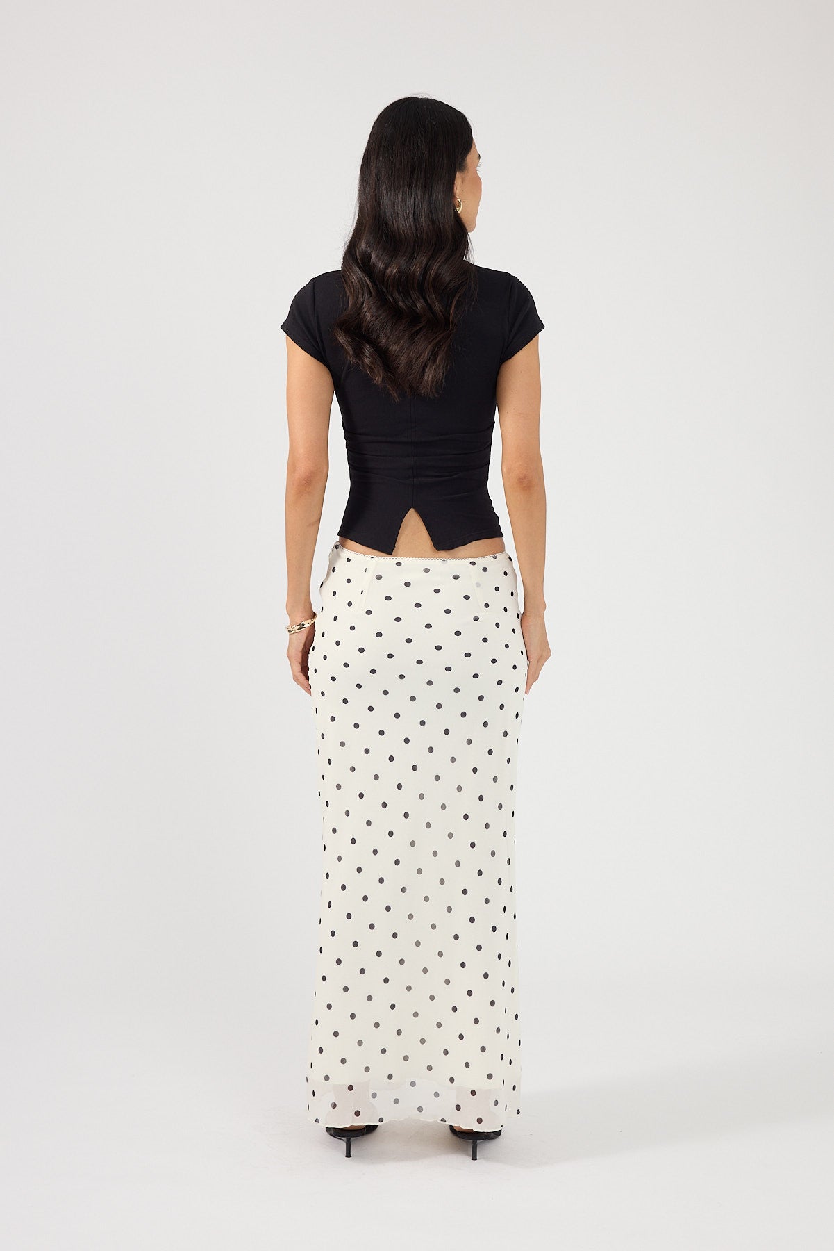 Perfect Stranger Polka Wish Maxi Skirt Cream Print