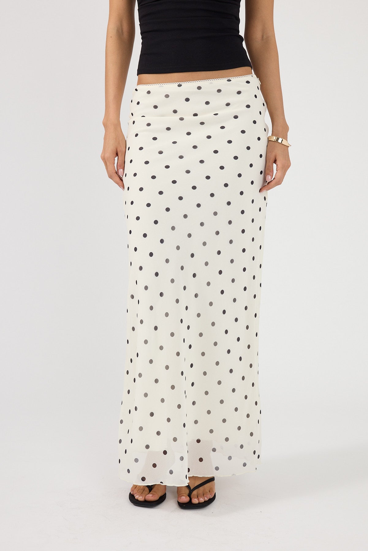 Perfect Stranger Polka Wish Maxi Skirt Cream Print