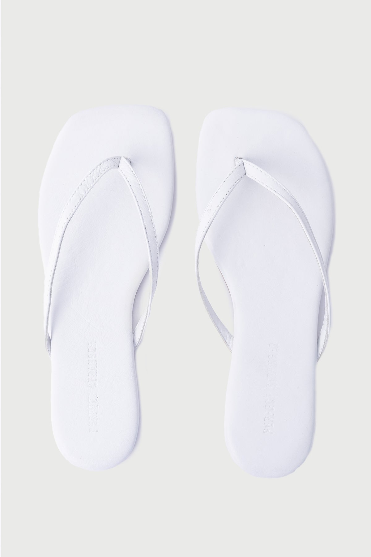 Perfect Stranger Square Toe Leather Thong White White