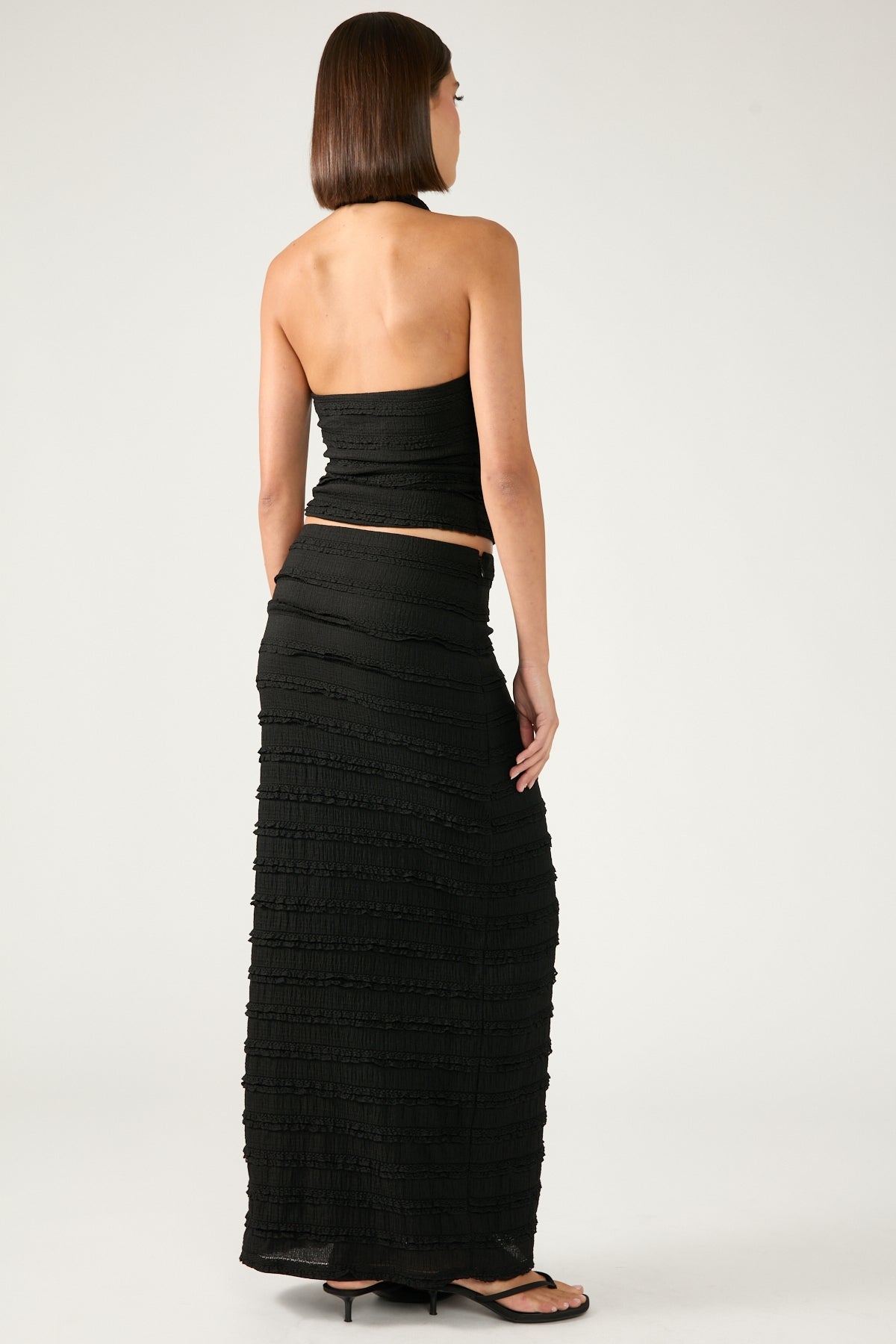 Perfect Stranger Frilly Astra Maxi Skirt Black