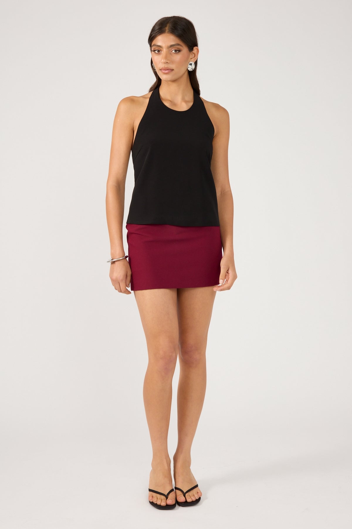 Perfect Stranger Luca Mid Rise Tailored Skort Burgundy