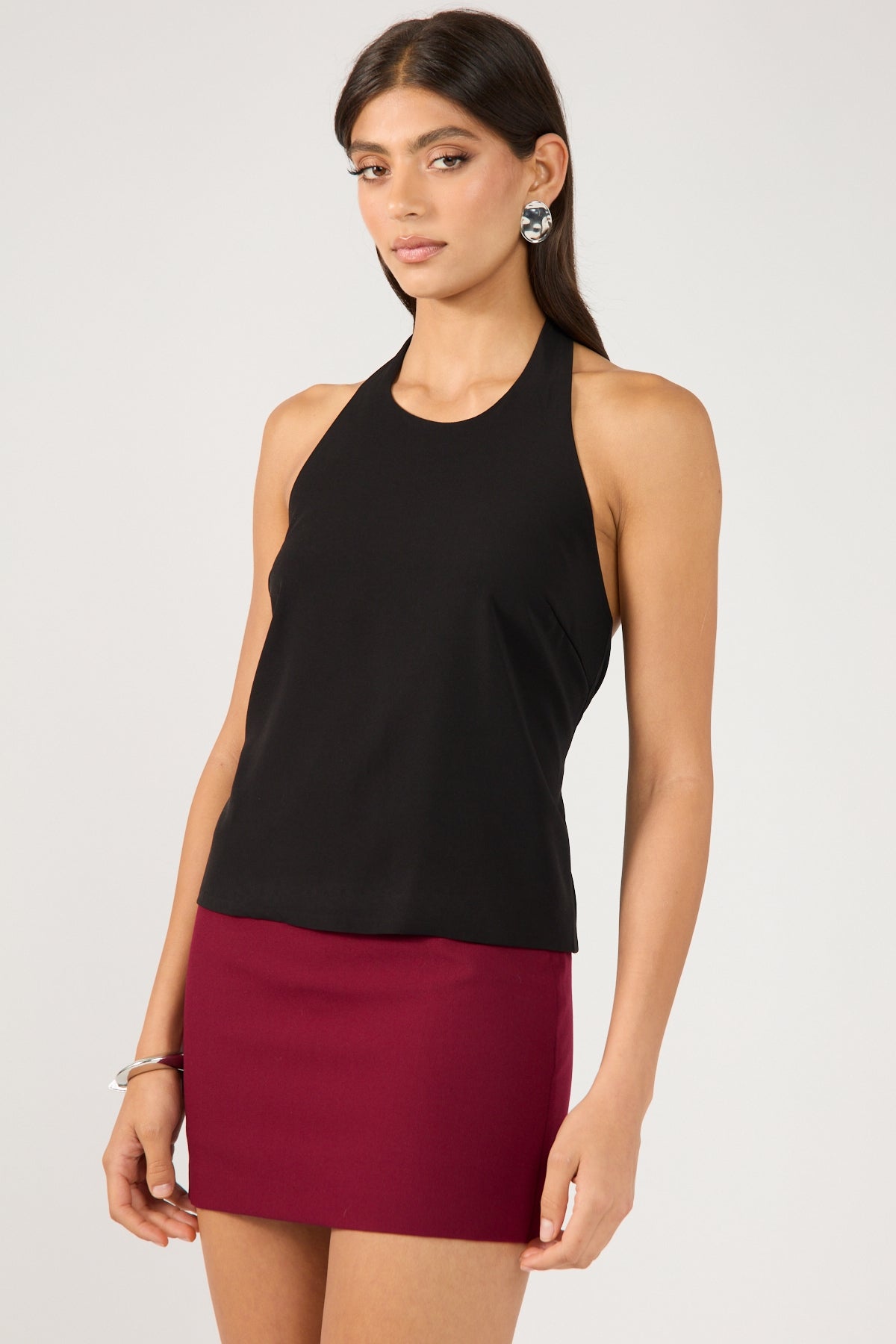 Perfect Stranger Luca Mid Rise Tailored Skort Burgundy