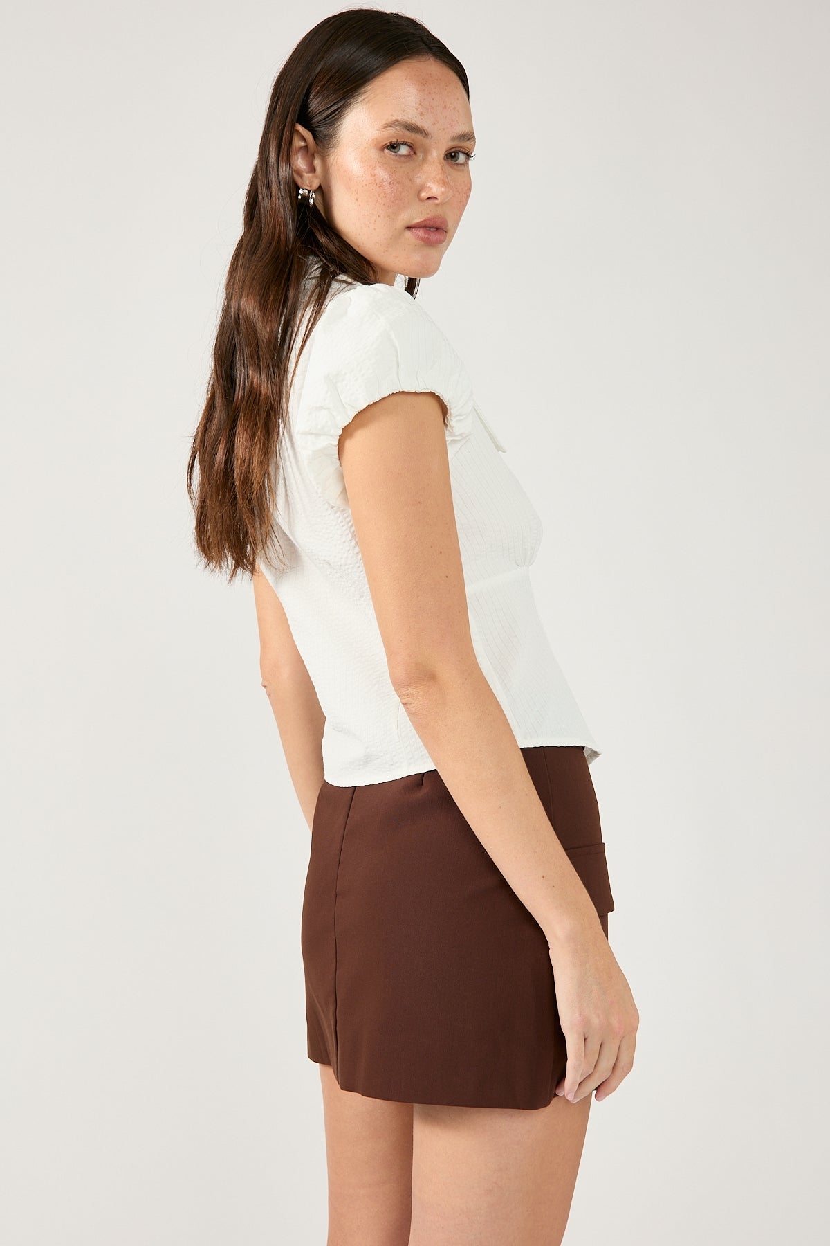 Perfect Stranger Maeve Tailored Mini Skirt Chocolate