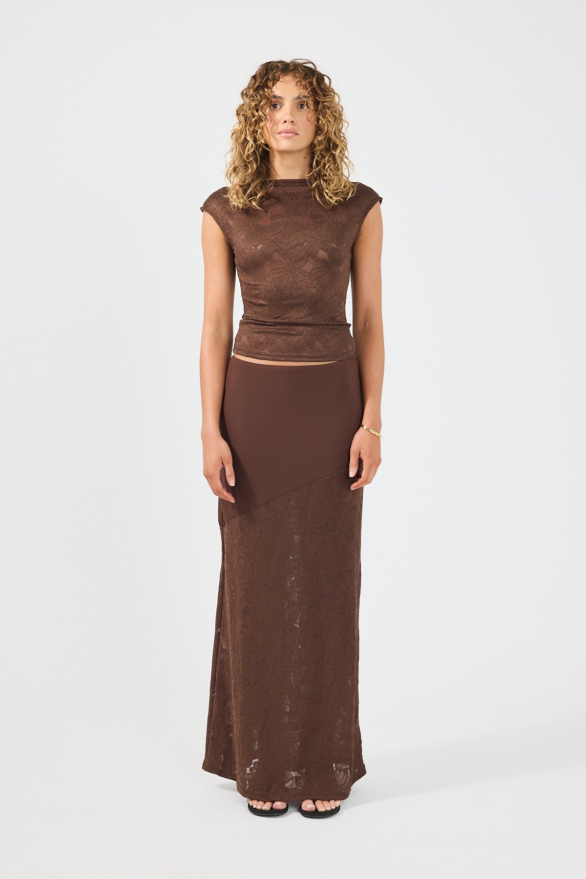Perfect Stranger Lilo Lace Top Brown