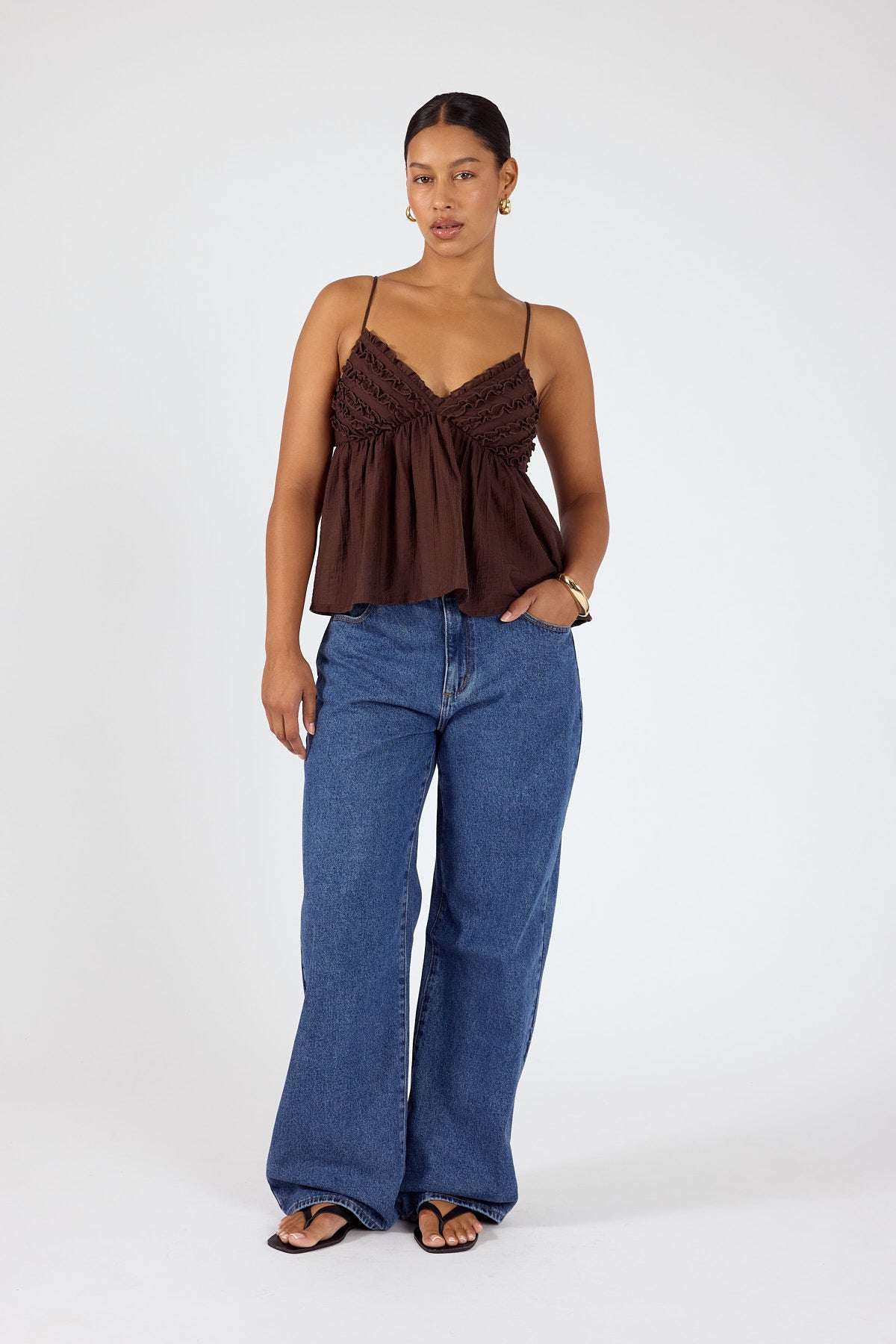 Perfect Stranger Klara Frill Cami Top Brown