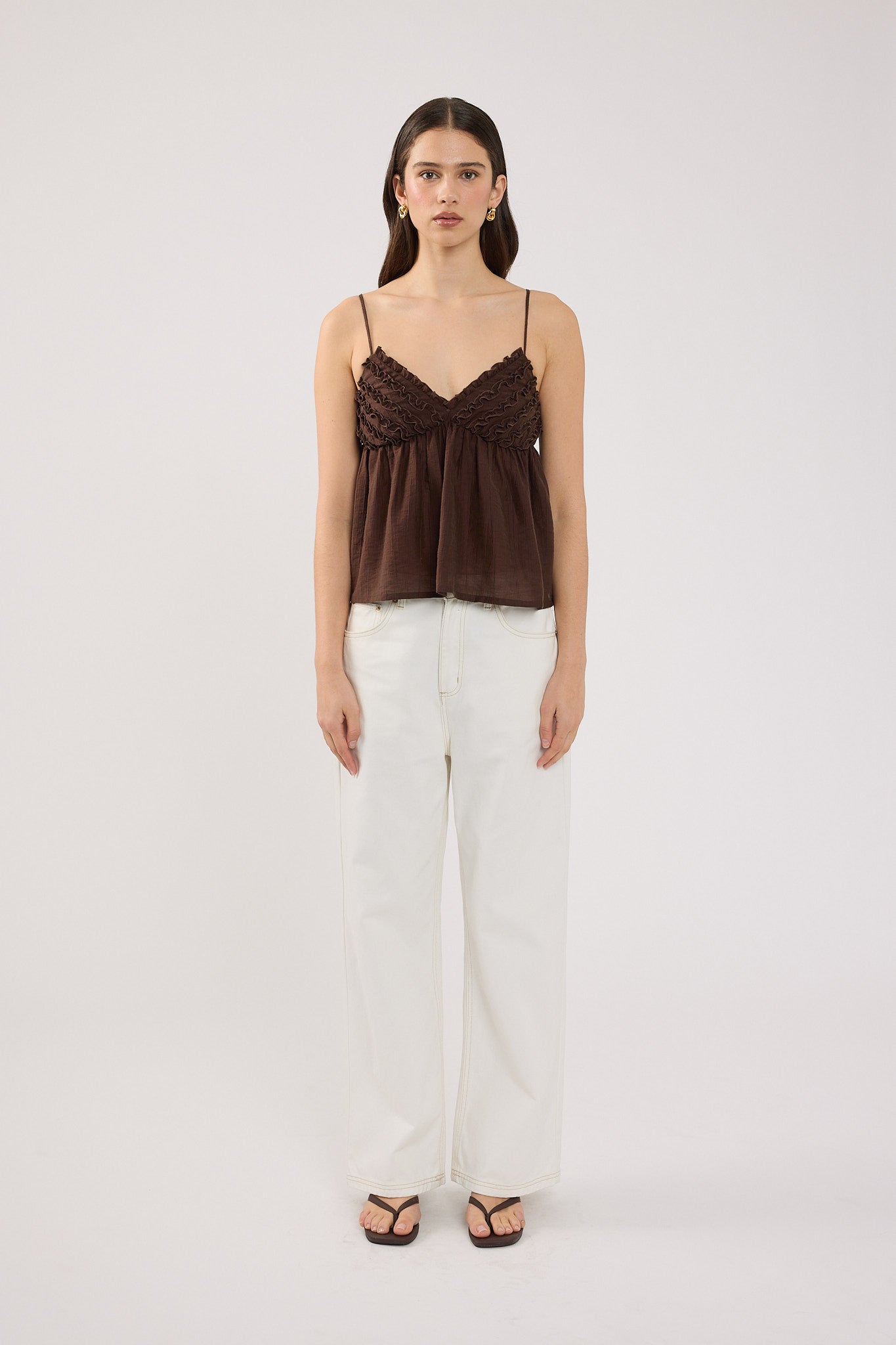 Perfect Stranger Klara Frill Cami Top Brown