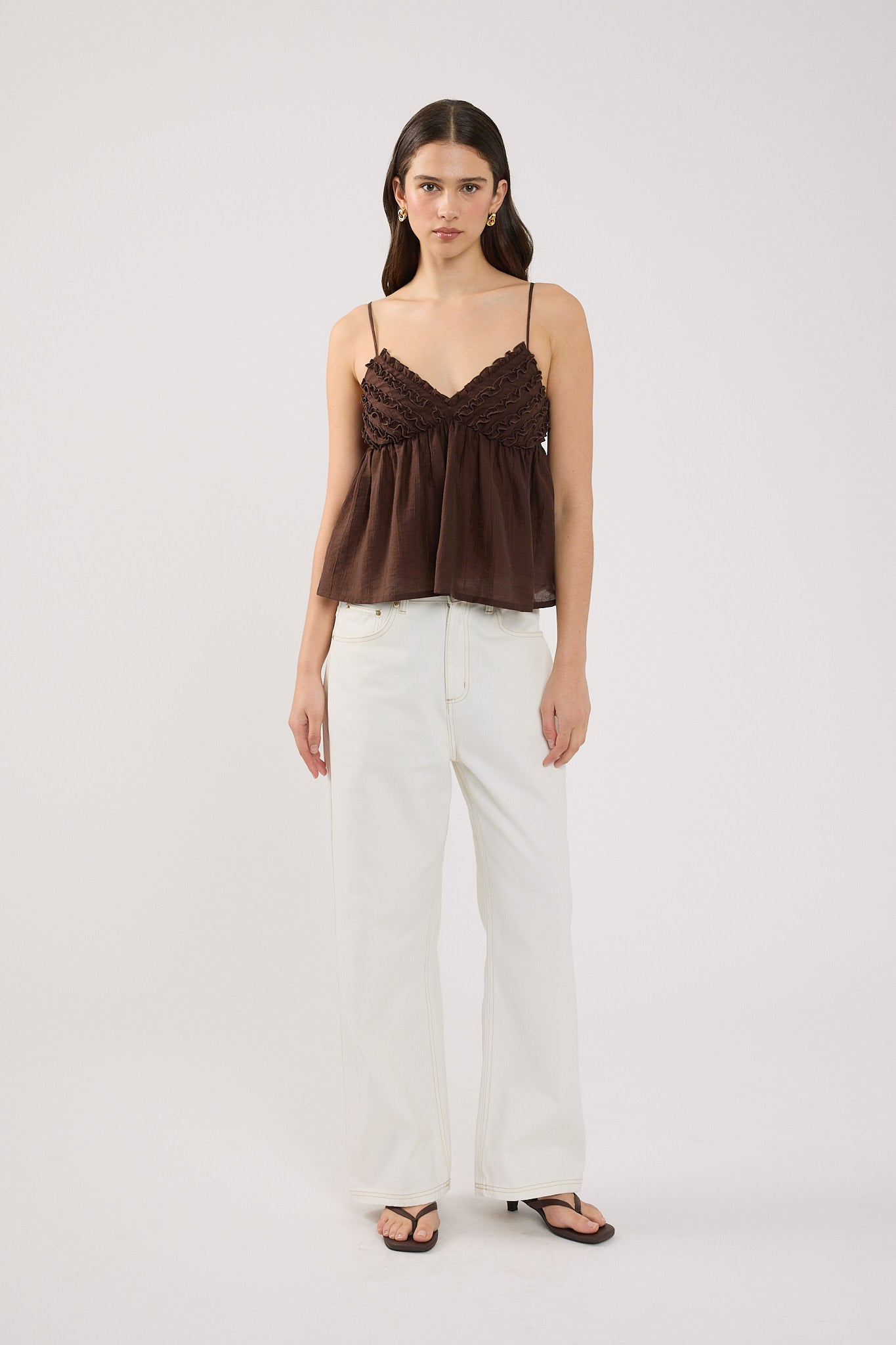 Perfect Stranger Klara Frill Cami Top Brown