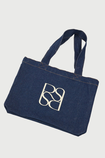 Perfect Stranger Denim Monogram Tote Dark Rinse