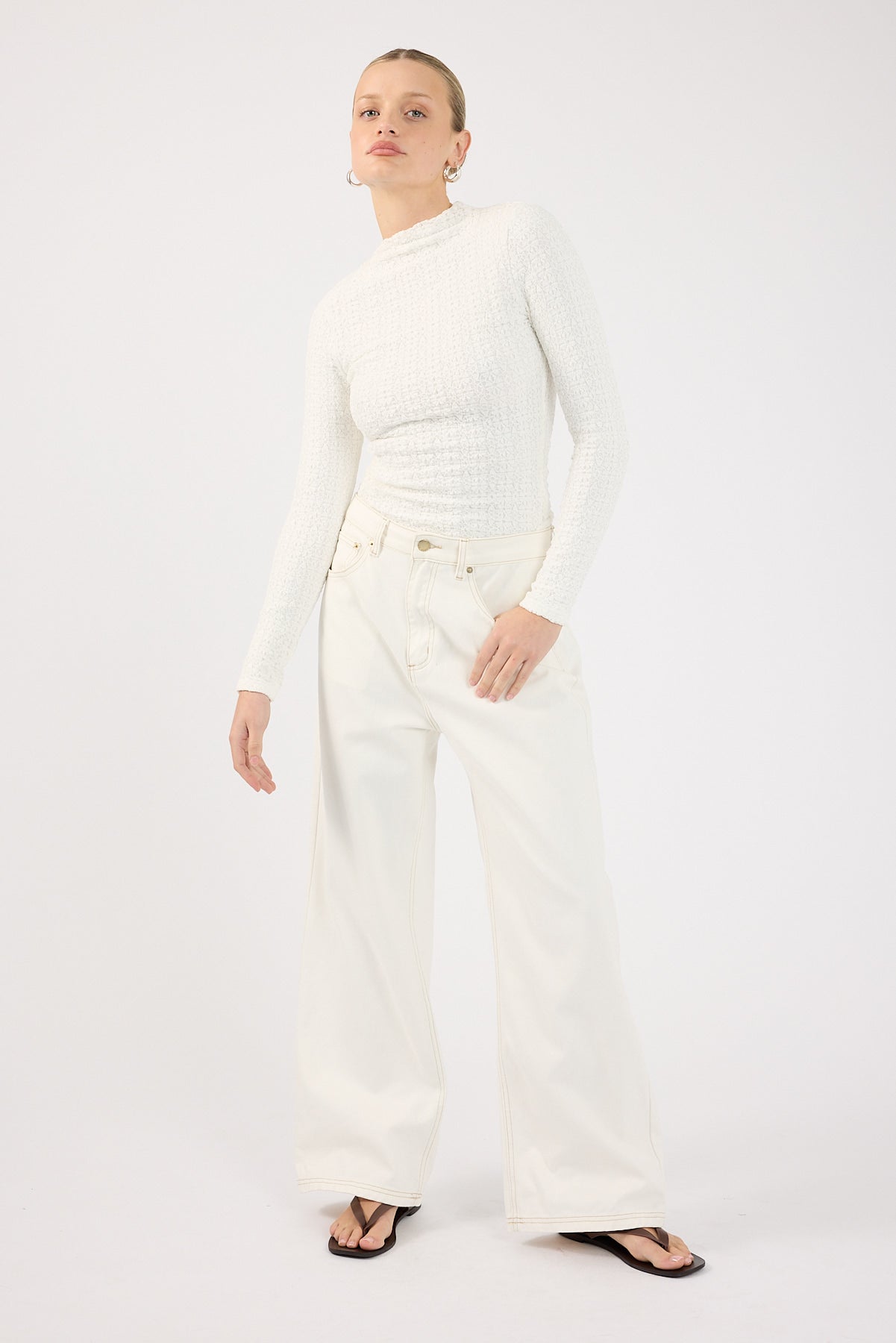 Perfect Stranger Indiana Lace Long Sleeve Top White