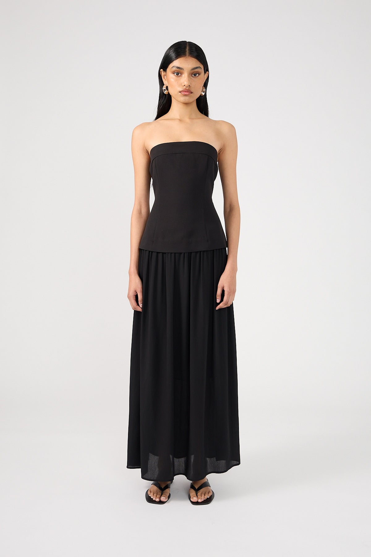 Perfect Stranger Emilia Drop Waist Midi Dress Black