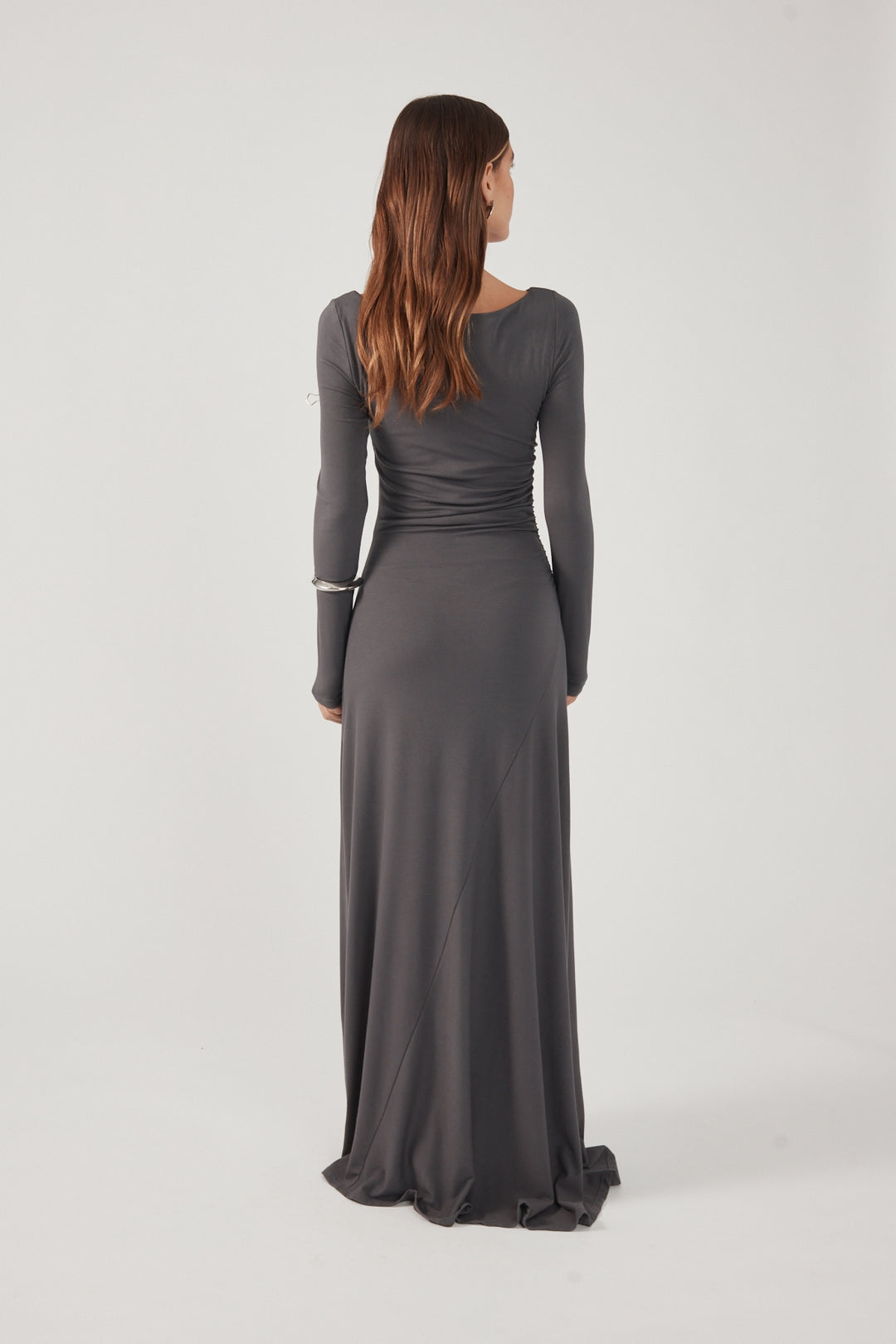 Perfect Stranger Rosso Long Sleeve Maxi Dress Charcoal