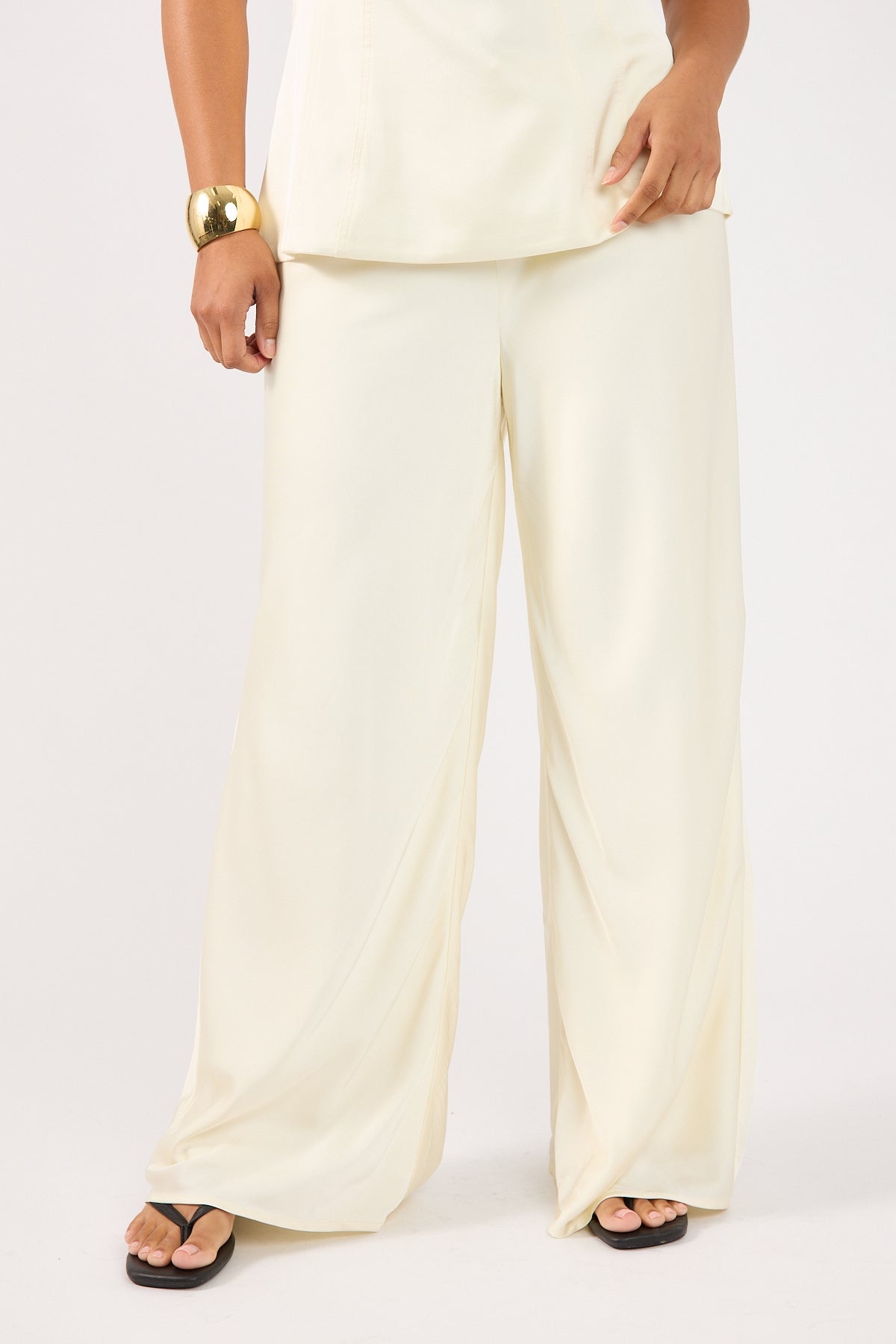 Perfect Stranger Edith Drawstring Satin Pants Cream