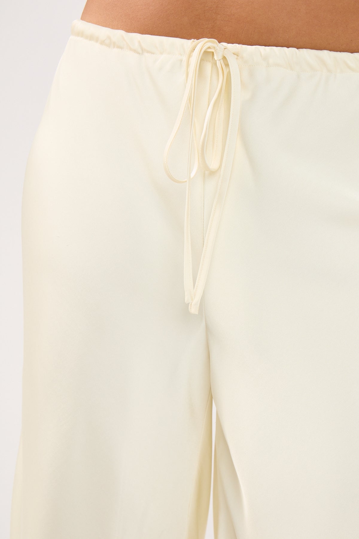 Perfect Stranger Edith Drawstring Satin Pants Cream