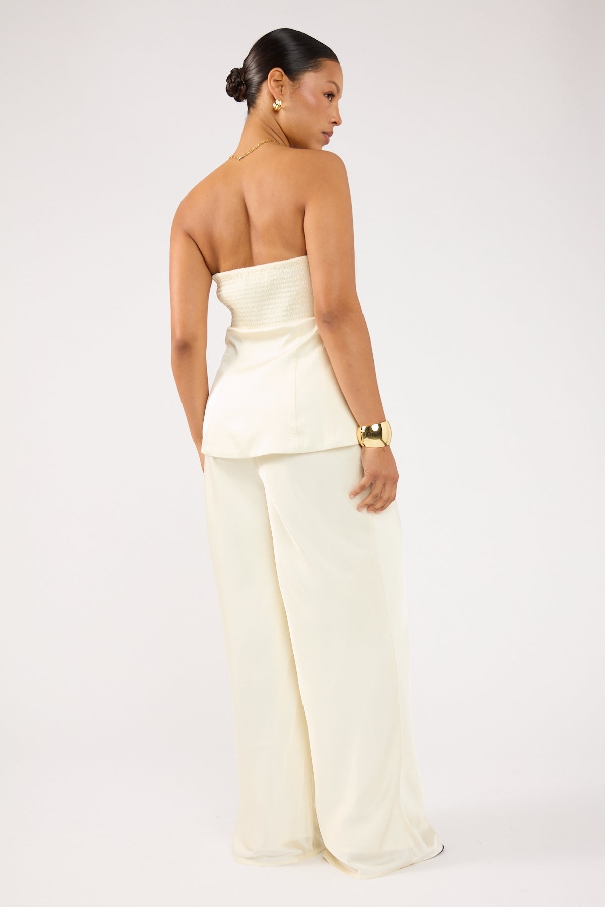 Perfect Stranger Edith Drawstring Satin Pants Cream