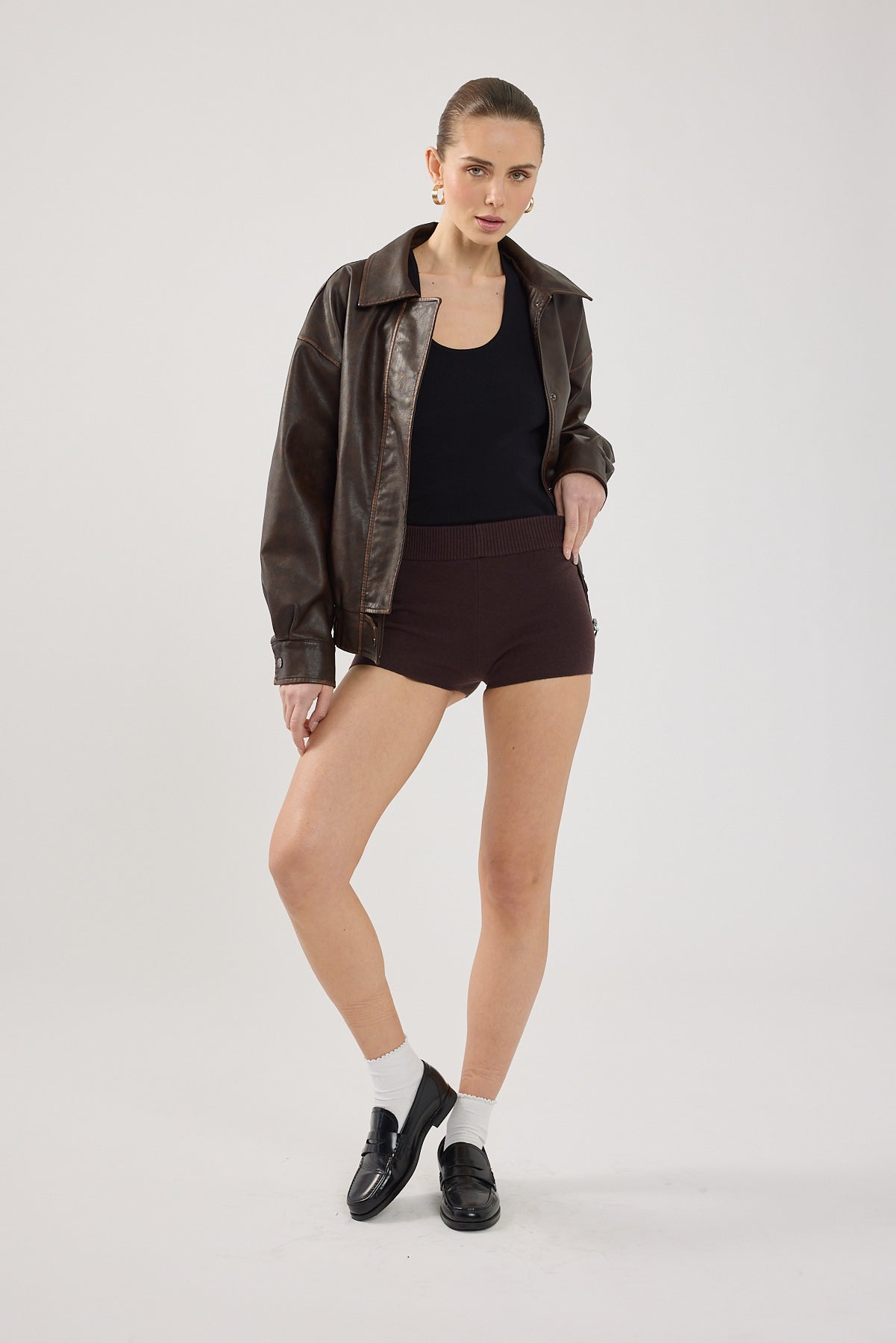 Perfect Stranger Marco Mini Knit  Short Brown