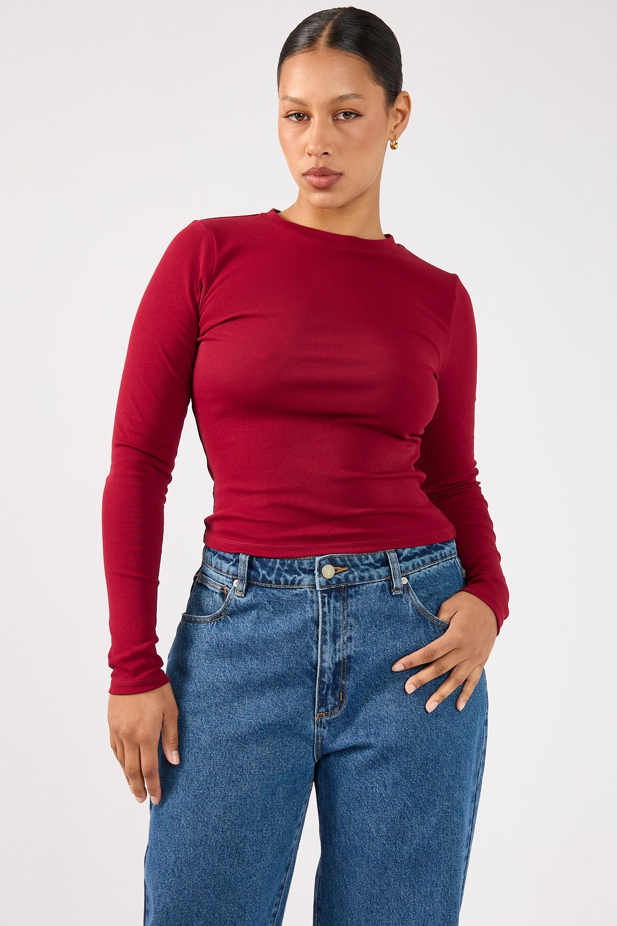 Perfect Stranger Long Sleeve Tee Burgundy