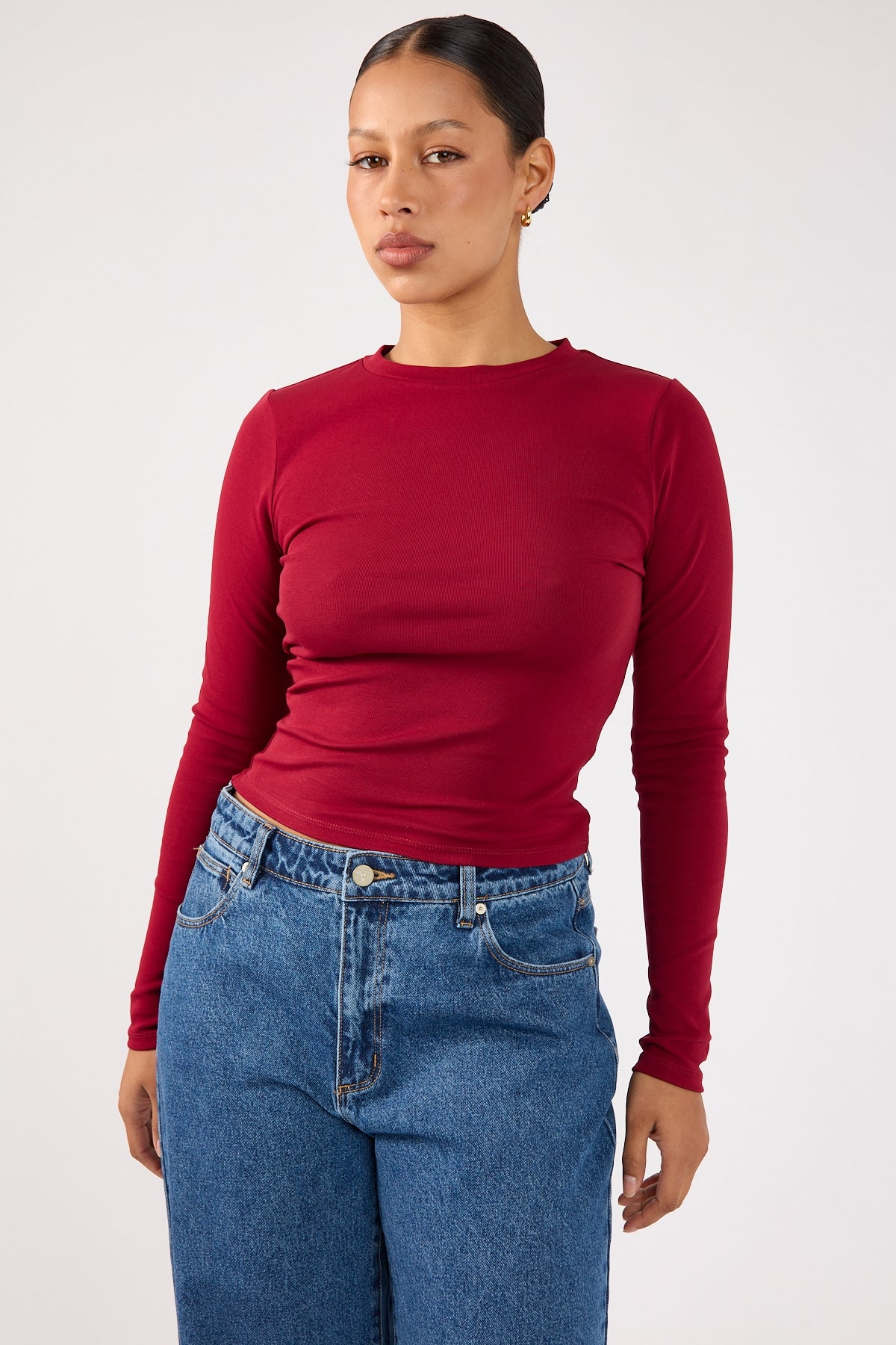 Perfect Stranger Long Sleeve Tee Burgundy