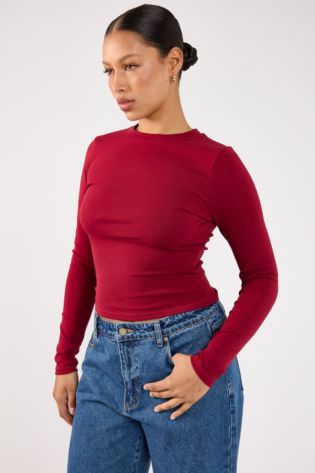 Perfect Stranger Long Sleeve Tee Burgundy