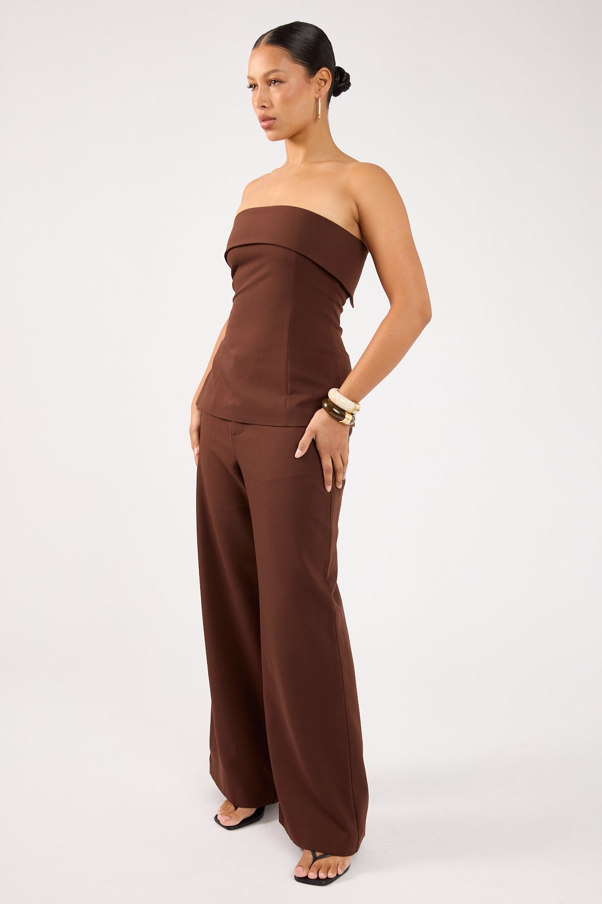 Perfect Stranger Luella Mid Rise Wide Leg Pant Brown