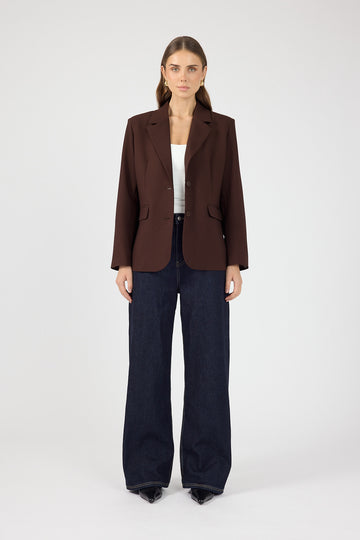 Perfect Stranger Luca Oversized Blazer Chocolate Brown