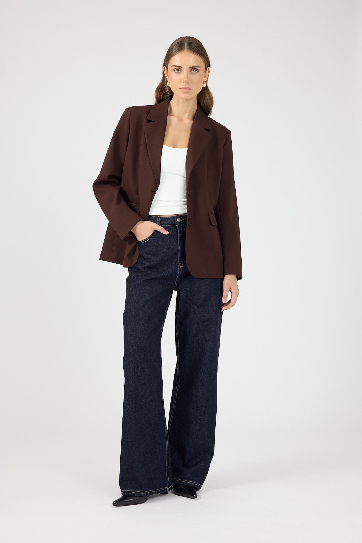 Perfect Stranger Luca Oversized Blazer Chocolate