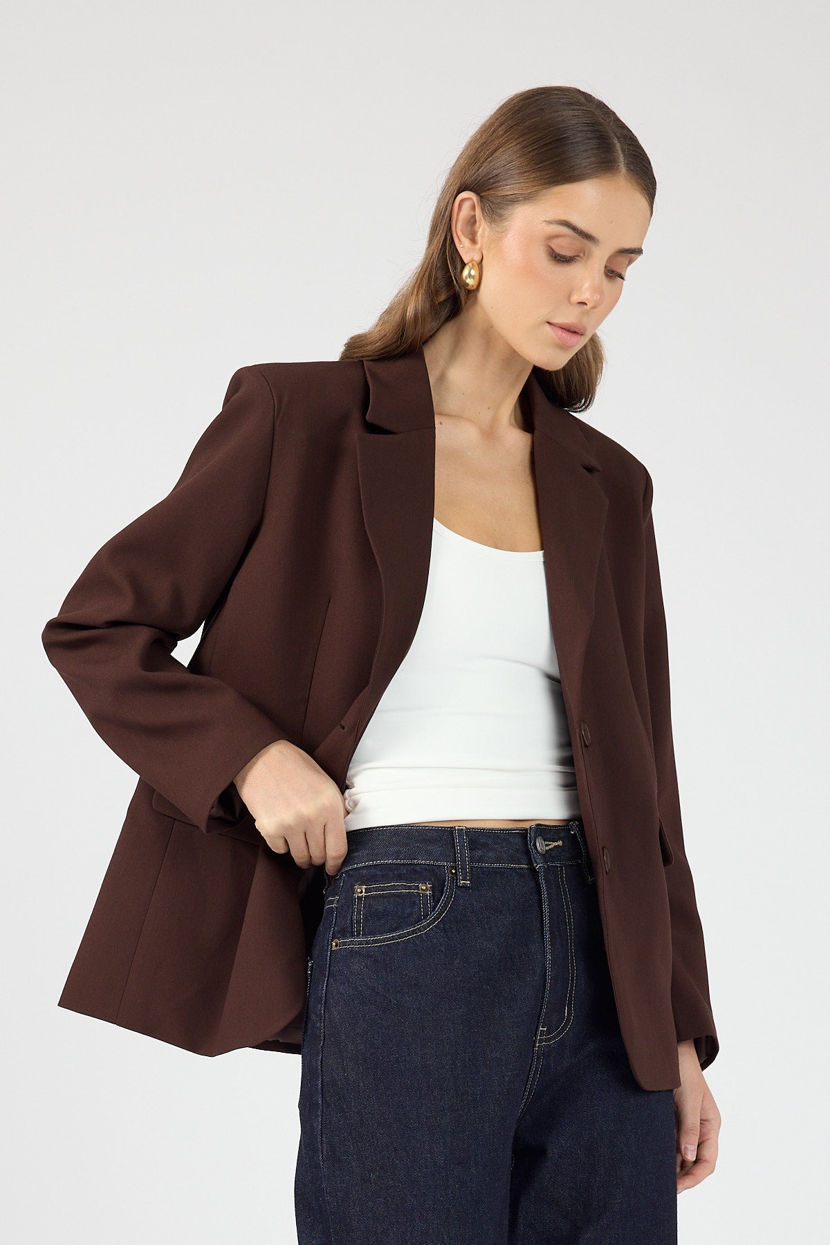Perfect Stranger Luca Oversized Blazer Chocolate