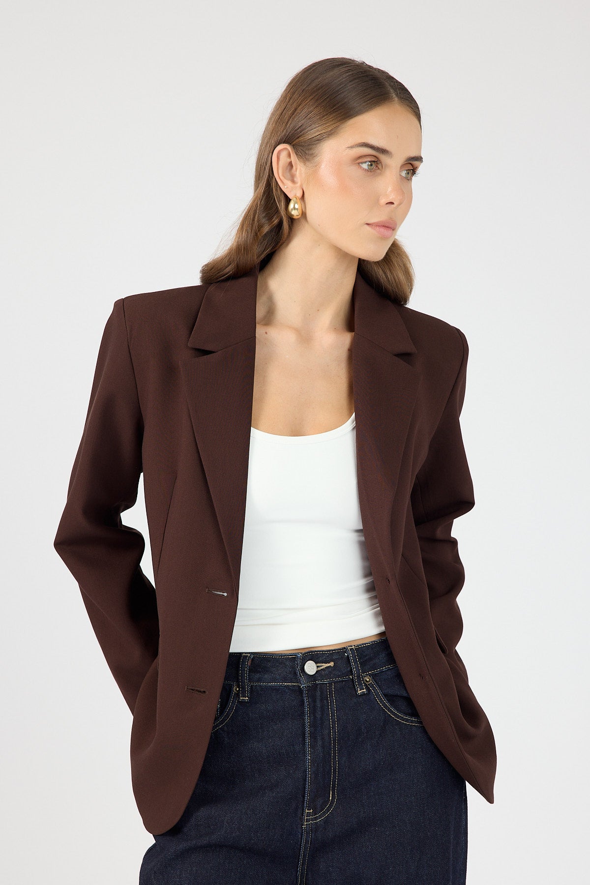 Perfect Stranger Luca Oversized Blazer Chocolate