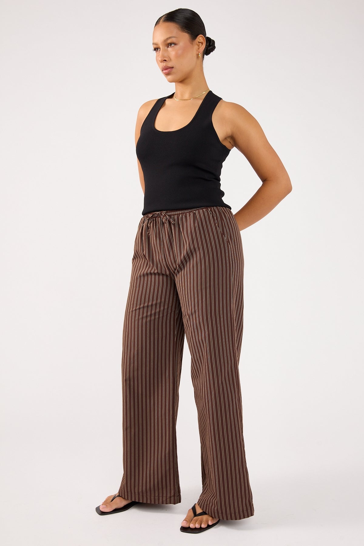 Perfect Stranger Hadid Striped Elasticated Pant Brown Stripe