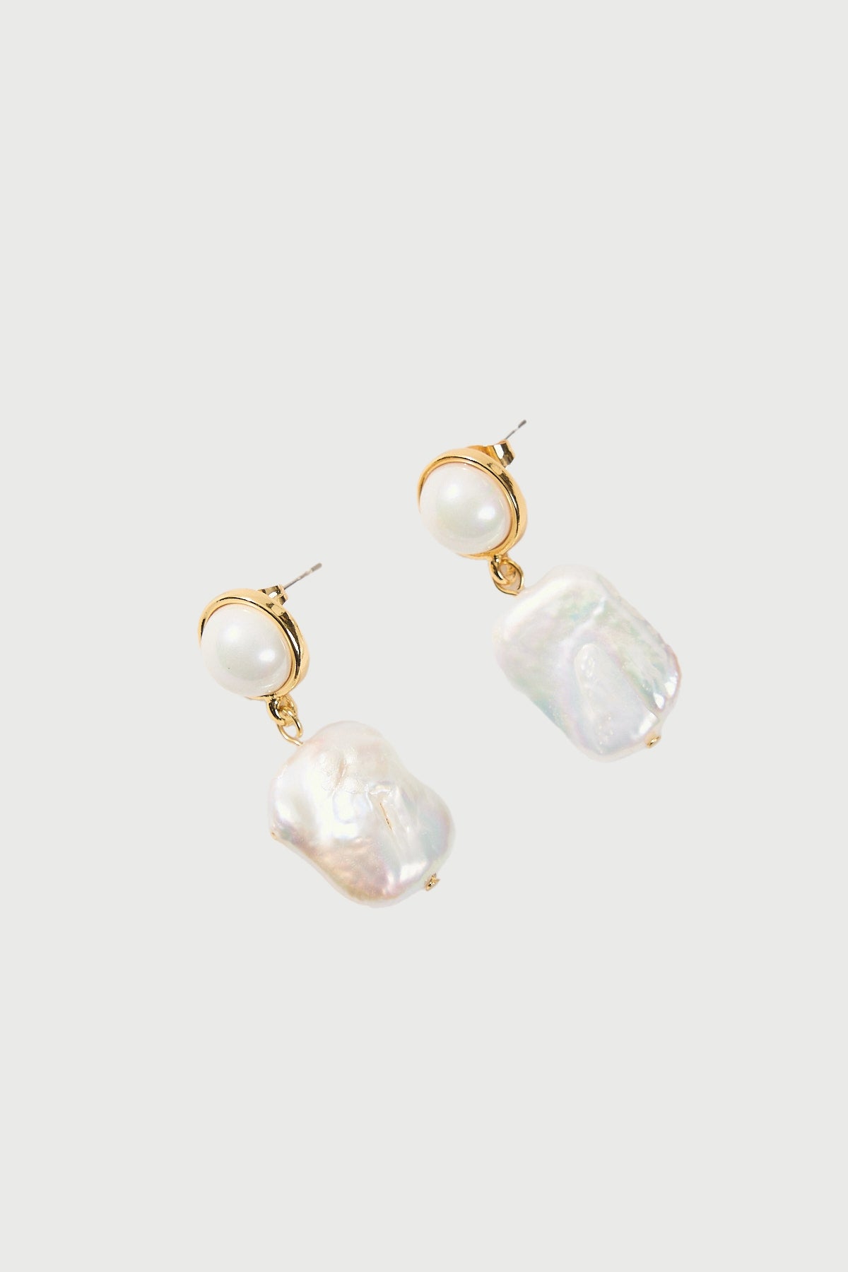 Perfect Stranger Double Pearl Drop Earring 18K Gold Plated