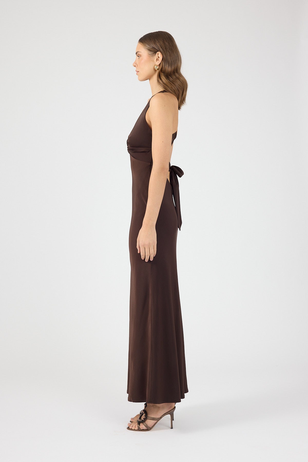 Perfect Stranger Ellie Twist Front Maxi Dress Brown