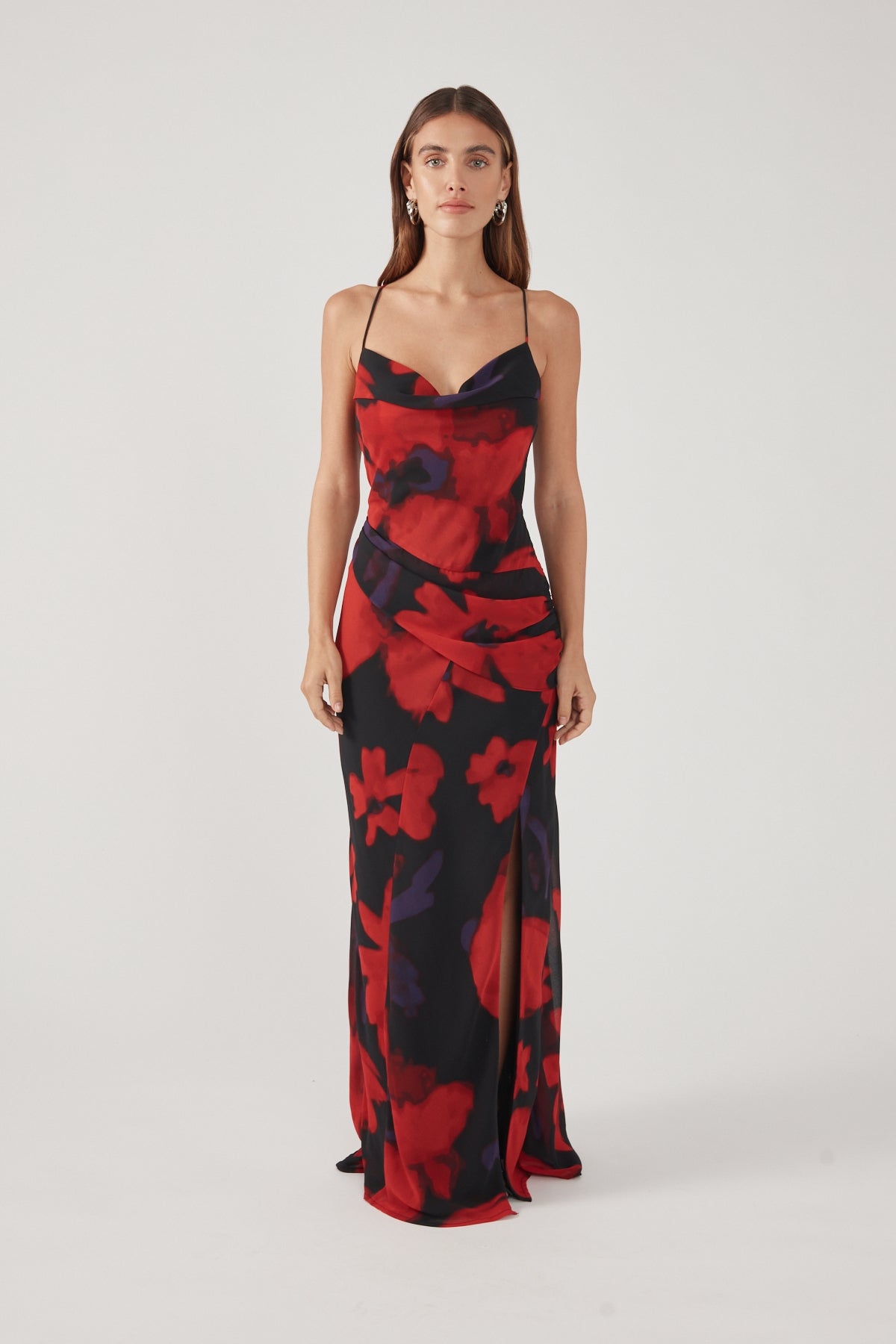 Perfect Stranger Saskia Chiffon Maxi Dress Black Print