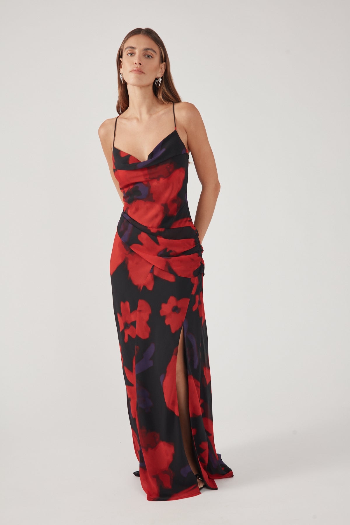 Perfect Stranger Saskia Chiffon Maxi Dress Black Print