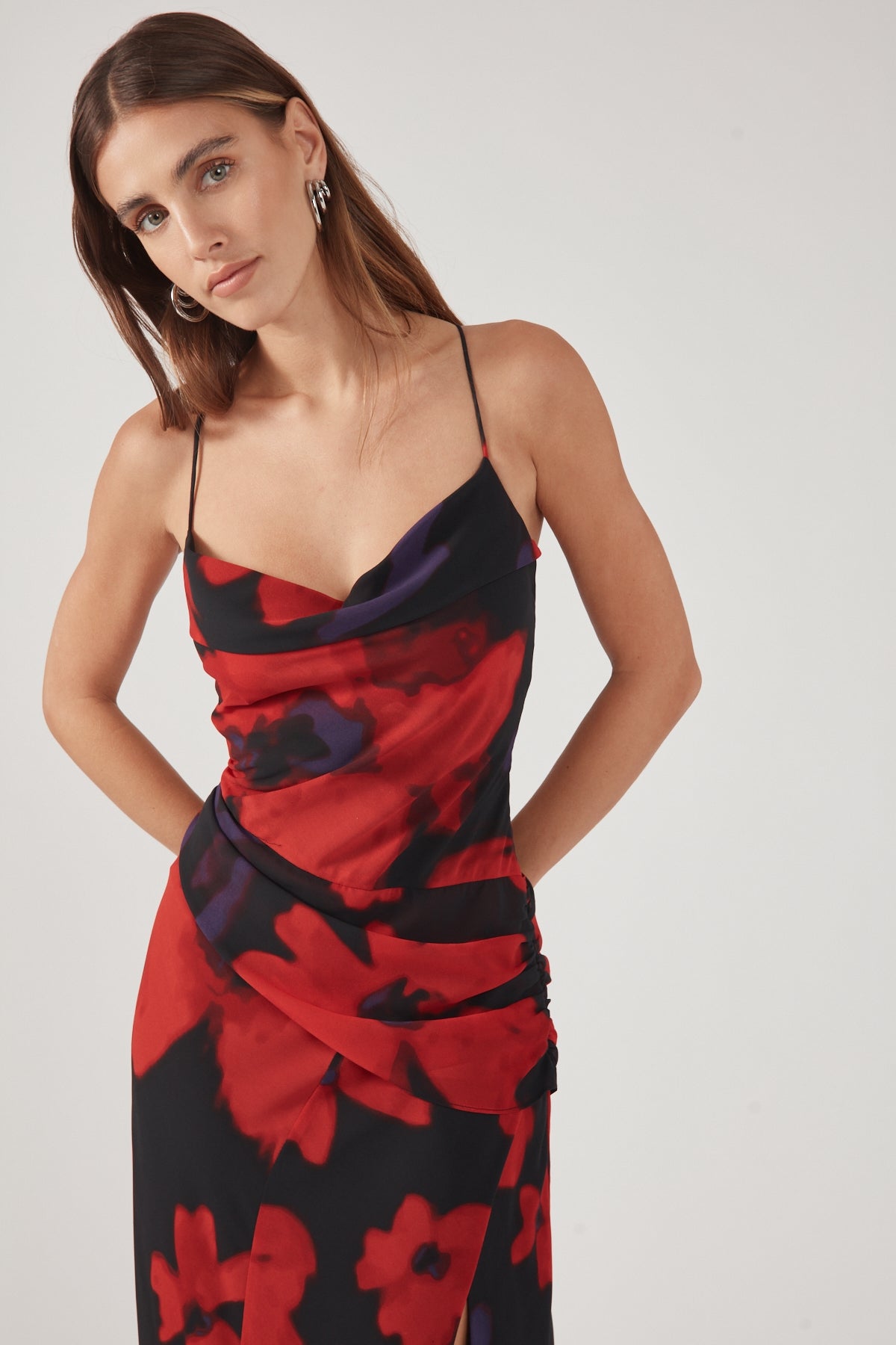 Perfect Stranger Saskia Chiffon Maxi Dress Black Print