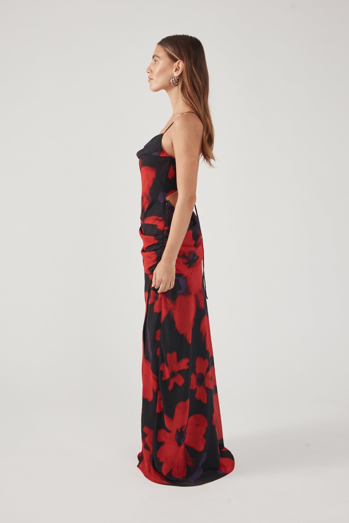 Perfect Stranger Saskia Chiffon Maxi Dress Black Print