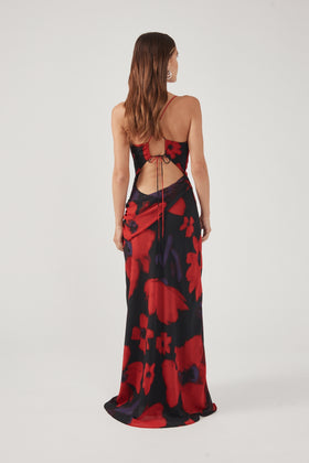 Perfect Stranger Saskia Chiffon Maxi Dress Raspberry