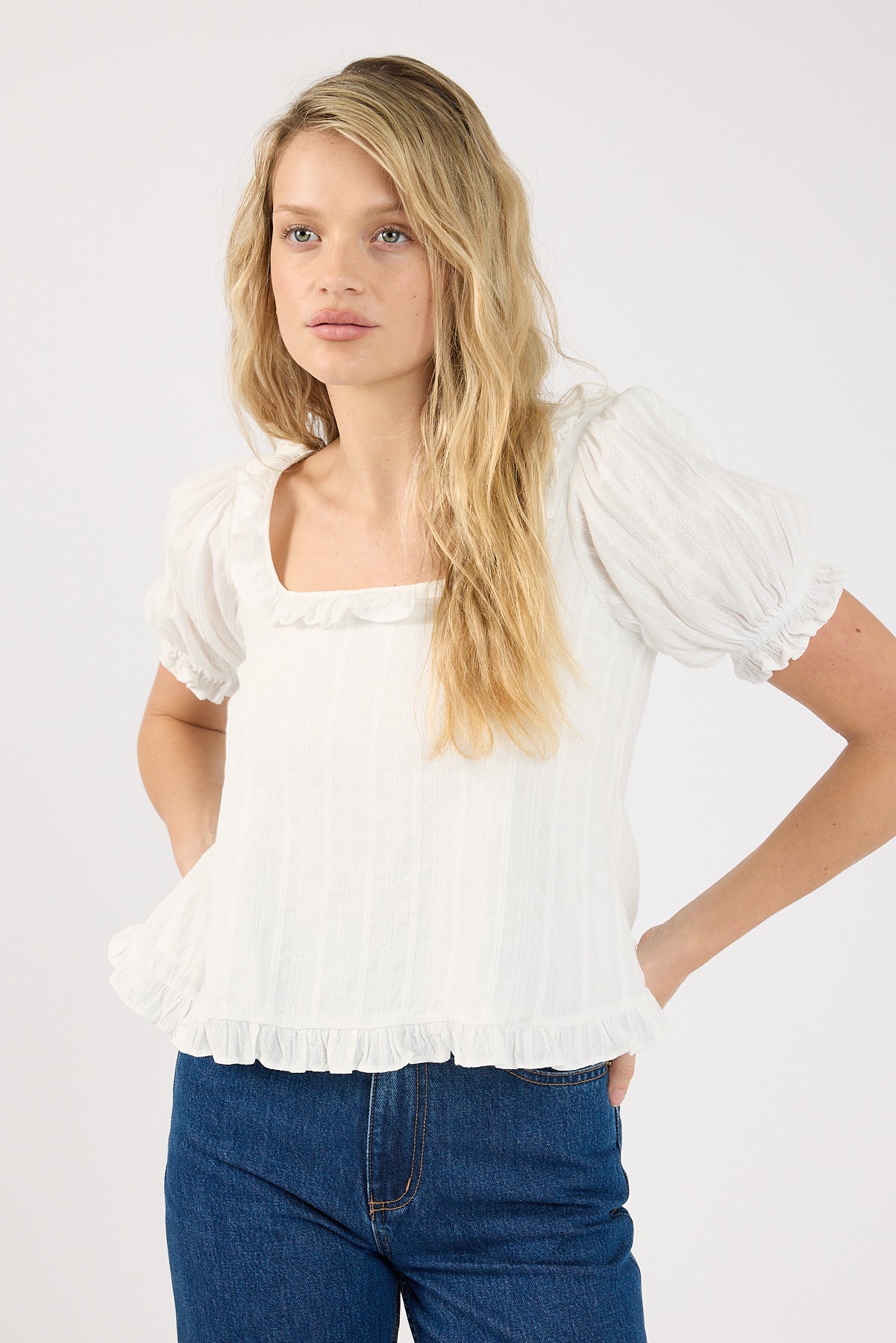 Perfect Stranger Talitha Babydoll Top White